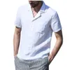 Mens Summer Casual Shirt Vintage Pure Color Linen Short Sleeve Male Shirts Breattable Mens 'Dress Shirts Camisa Masculina Blo223T