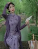 Grundläggande avslappnade klänningar kinesiska vintage lady qipao förbättrad nationell stil kvinnor cheongsam klänning lila sexig retro set 230915