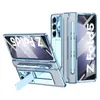 Plating Transparent Phone Case for Samsung Galaxy Z Folding Fold3 Fold4 Fold5 5G Sturdy Hinge Protection Clear Membrane Kickstand Fold Shell with Stylus Pen Slot