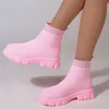 Designer casual Women Socks Boots Solid Color Platform black pink purple Slip On womens Knit Ankle Boots fashion sports trainers size 35-43