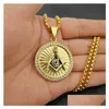 Pendant Necklaces Unique Design Mason Signet Past Master Masonic Pendants Round Coin Ag Emblem Necklace Jewelry Mens Stainless Steel D Dh1Jf