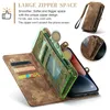 CASEME008 Magnetyczny Skóra Zipper Bag Multi Slot Case dla iPhone 13 12 11 Pro Max XS XR 6 7 8 PLUS