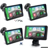 Bilvideo 9 tum bärbar trådlös carplay -bildskärm Android Stereo Mtimedia Bluetooth Navigation med bakre kamera Drop Delivery Aut DH6RF