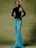 Tweedelige jurk BEVENCCEL 2023 damesset doorschijnend zwart gaas strak kledingstuk drop blauw fishtail 2-delig sexy elegant 230914