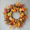 Decorative Flowers Wreaths Artificial maple leaf rattan pumpkin pinecone wreath Halloween Thanksgiving door decoration pendant Garden courtyard Garland 230915