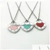 19Mm Heart Necklace Womens Stainless Steel Love Pendant Blue Pink Green Red Couple Jewelry Valentine Day Christmas Gift Girlfriend Accessori