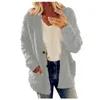 Malhas femininas elegante quente jaqueta de pele macia outono inverno casacos falsos feminino bolso de pelúcia casaco plus size casaco cardigan 2023