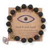 Turks Blauwe Boze Oog 8mm Lava Kallaite Kralen Handgemaakte Elasticiteit Armband voor Mannen Vrouwen Yoga Reiki Sieraden