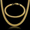 Earrings & Necklace Men Women's Jewelry Set Gold Silver Color Bracelet Curb Cuban Weaving Snake Chain 2021 Whole211f