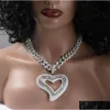 Collar con colgante de corazón helado de 14K con cadena de cuerda M de 24 pulgadas, Micro pavé de circonita cúbica, Hip Hop, joyería para hombres y mujeres, entrega directa