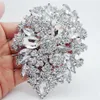 Whole-Clear White Crystal Rhinestone Dual Droplets Flower Art Nouveau brooch pins silver plate pendants2196