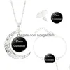 Bracelet Boucles d'oreilles Collier personnalisé sur mesure Po Médaillons Bijoux Ensemble Verre Cabochon Pendentif Lune Stud Dangle Bangle Mode D Dhwiy