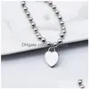 Heart Bracelets Women Hollow Beads Chain A Set Of Packaging Stainless Steel Round On Hand Couple Fashion Jewelry Wholesale Drop Delivery