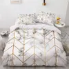 Sängkläder uppsättningar vita guld marmor mönster set modern 3d täcke täcke set comforter säng linne tvilling drottning king enstaka storlek mode lyx 230914