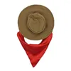 Abbigliamento per cani Cappello da festa per animali domestici Accessori per costumi da compagnia alla moda Set di comodi asciugamani per saliva da cowboy Bandana Sciarpe Cani Gatti Carini