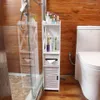 Golvmonterad vattentät toalett sidoskåp pvc badrum lagring rack sovrum kök förvaring hyllor hem badrum arrangör t20270y