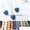 Pendant Necklaces Heart Lava Rock Necklace 9 Colors Aromatherapy Essential Oil Diffuser Heart-Shaped Stone For Women Fashion Drop Deli Dhirb