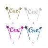 Party Supplies Paper For Baby Home Baking Decor 10cm Non Toxic 1st Happy Birthday ONE Letter Cute Glitter Star Cake Topper