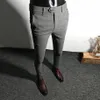 Erkek Elbise Pantolon Erkekler Düz Renkli Slim Fit Erkek Sosyal İş Rahat Skinny Suit Pantolon Asya Boyutu 28-34281Z