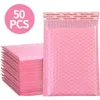 50Pcs Pink packaging envelope Bubble Mailers Padded Envelopes Lined Poly Mailer Self Seal bag Usable 13x18cm2782