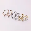 Titanium Steel Gold Hoop Earrings Stud Earring For Woman Exquisite Simple Fashion C Diamond Ring Lady Earrings Jewelry Gift240b