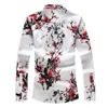 Camisas casuales para hombres 2021 Camisa de moda de otoño Slim Fit Manga larga Floral Ropa para hombre Tendencia Flor Talla grande 7XL287l