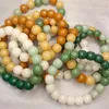 Strand 10mm Gradual White Imitation Jade Green Bodhi Bracelet Bohemia Old Barrel Bead Resin Healthy Lucky Fashion Jewelry