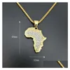 Hanger Kettingen Hip Hop Rvs Klassieke Afrikaanse Kaart Ketting Goud Vrouwen Heren Hip-Hop Gift Sieraden Drop Levering Hangers Dhnty