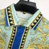 Men's Casual Shirts 2021 Luxury Designer Long-sleeved Party Prom Club Shirt Baroque Royal Green Men Fashionable Gold Flower T237f