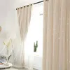 Curtain window screen Modern Hollow Star Faux Linen Blackout Curtains for Bedroom Curtains Living Room luxury european 210913203j