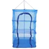 Hangers Drying Rack Net Square 4 Layer Dryer Mesh Hanging For Tea Dehydrator Blue 66X35X35cm