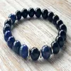 SN1054 Natural Preto Onyx Grau Lapis Lazuli Pulseira Coração Chakra Yoga Jóias Proteção Equilíbrio Emocional Auto Expressão Jewel268l