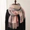 Écharpes Écharpe à carreaux de luxe hiver chaud cachemire femmes longue Pashmina Foulard femme foulards dame gland châle enveloppes voyage Poncho couverture 230831