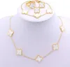 18k banhado a ouro luxo designer pulseira brincos colar conjuntos de jóias trevo de quatro folhas cleef fashional pingente natal presente de casamento