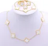 Colar 18k Brincos de pulseira de designer de luxo 18K Brincos de colar de jóias de jóias de quatro folhas de trevo cleef colar de pendente Fashional Christma