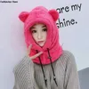 Berretti Beanie/Teschio Simpatici paraorecchie invernali Orecchie da orso di peluche Cappelli Maschera calda per adulti per cofano da donna all'aperto 230914