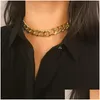 Colliers Punk Miami Cubain Collier Collier Collier Déclaration Hip Hop Big Chunky Aluminium Or Couleur Chaîne Épaisse Femmes Bijoux2675956 Drop Dh9Jw