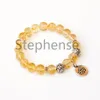 MG0653 2A Grad Citrine Lotus Armband Natural Yellow Crystal Gemstone Chakra Lotus Charm Yoga Armband Ny designbalans MALA BR254X