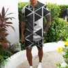 Fatos masculinos de alta qualidade terno de verão street wear 3d digital impresso manga curta camisa polo shorts casuais