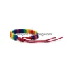 Charm Bracelets Rainbow Lgbt Pride Bracelet Handmade Braided Friendship String For Gay Lesbian Lgbtq Wristband Jewelry Drop Delivery Dhpa7