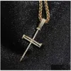 Bijoux pour hommes M 24 pouces, chaîne en corde, pendentif croix à ongles glacés, collier en argent doré pour hommes et femmes, hip hop, vente en gros, livraison directe