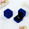 Smyckeslådor Nytt mode 10 Color Square Veet Box Red Gadget Halsband Ringörhängen J015 Drop Leverans Packing Display Dh60e