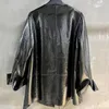 Giacca da donna in pelle YOLOAgain 2023 autunno vera giacca da donna con scollo a V oversize modello coccodrillo cappotto da donna