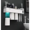 Porte-brosse à dents magnétique avec presse-dentifrice avec tasses pour 2 à 3 personnes dans la salle de bain, support de rangement, support à clous Y200407286c
