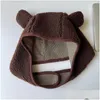 CAPS HATS BROWN BEAR EAR MEANIES Män Kvinnor Vintersäkerhet Hjälm Rockwool Magnetic Buckle Protector Kvinnlig utomhusskidbombare Drop Deli Dh7WG