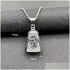 Pendentif Colliers Rétro Antique Sier Moto Biker Cloche Gothique Punk En Acier Inoxydable Saints Catholiques Jésus Berger Christian Jewelr Dhd20