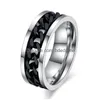 Band Rings 8Mm Cool Black Spinner Chain Ring For Men Stainless Steel Rotatable Links Punk Male Finger Women Fashion Jewelry In Bk Drop Dhtux