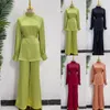 Abbigliamento etnico Donne musulmane Top Pantaloni elastici in vita Set due pezzi Dubai Turchia Tuta Abiti Islam Eid Ramadan Abaya Abito Kaftan