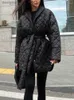 Women's Down Parkas Kurtki damskie jisolife zimowa pikowana kurtka dla kobiet Diamentowa wyściełana lekka płaszcza z okładki wierzchniej z talią pasa L230916