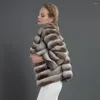 Modischer Kurzmantel aus Fell für Damen, echte Rex-Jacke, warme Oberbekleidung, Weihnachtsgeschenk